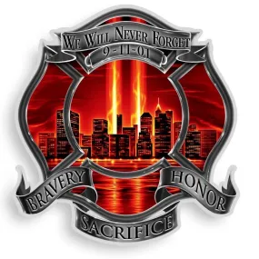 9/11 Bravery, Honor and Sacrifice Firefighter Red Decal