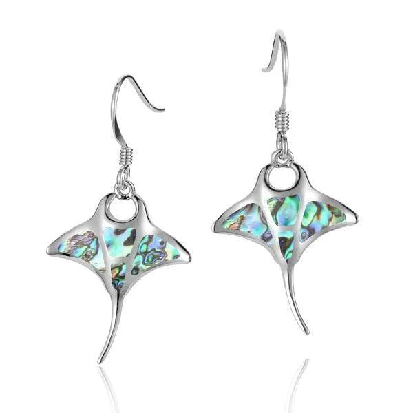 Abalone Manta Ray Earrings