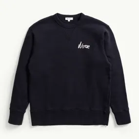 ARNE RELAXED ORGANIC CHAIN STITCH LOGO SWEATSHIRT DARK NAVY