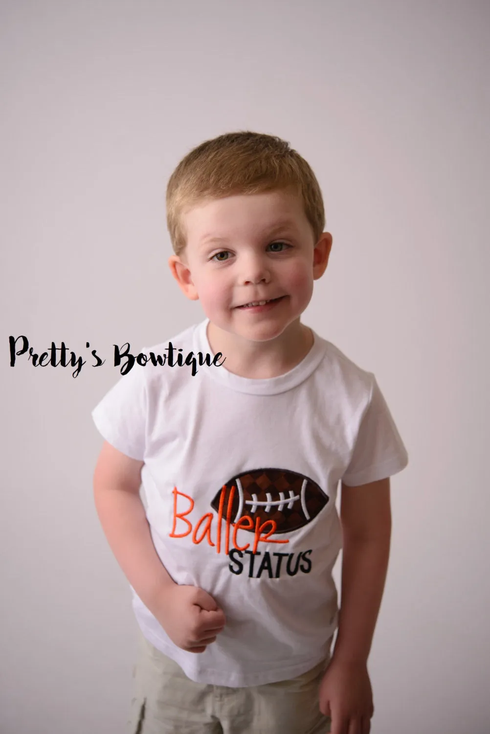 Baller Status-- Custom football shirt any colors--Boy's Football Shirt-- Boy's Game Day Shirt-- Boys Baseball shirt--Football Shirt--