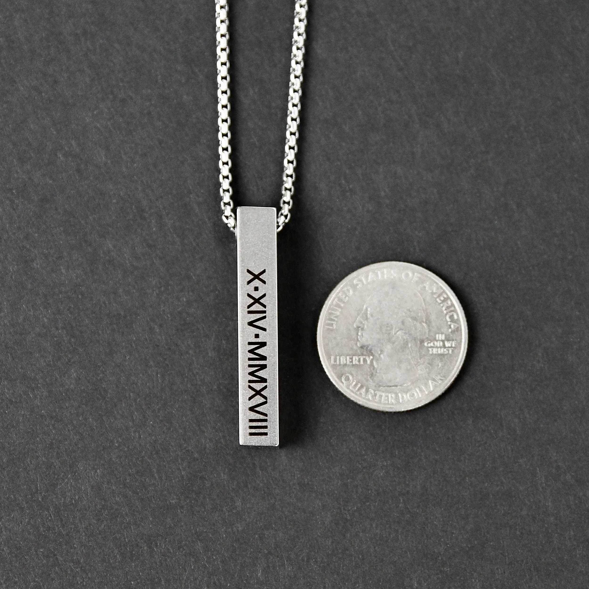 Bar Pendant Necklace - Matte Steel 6mm