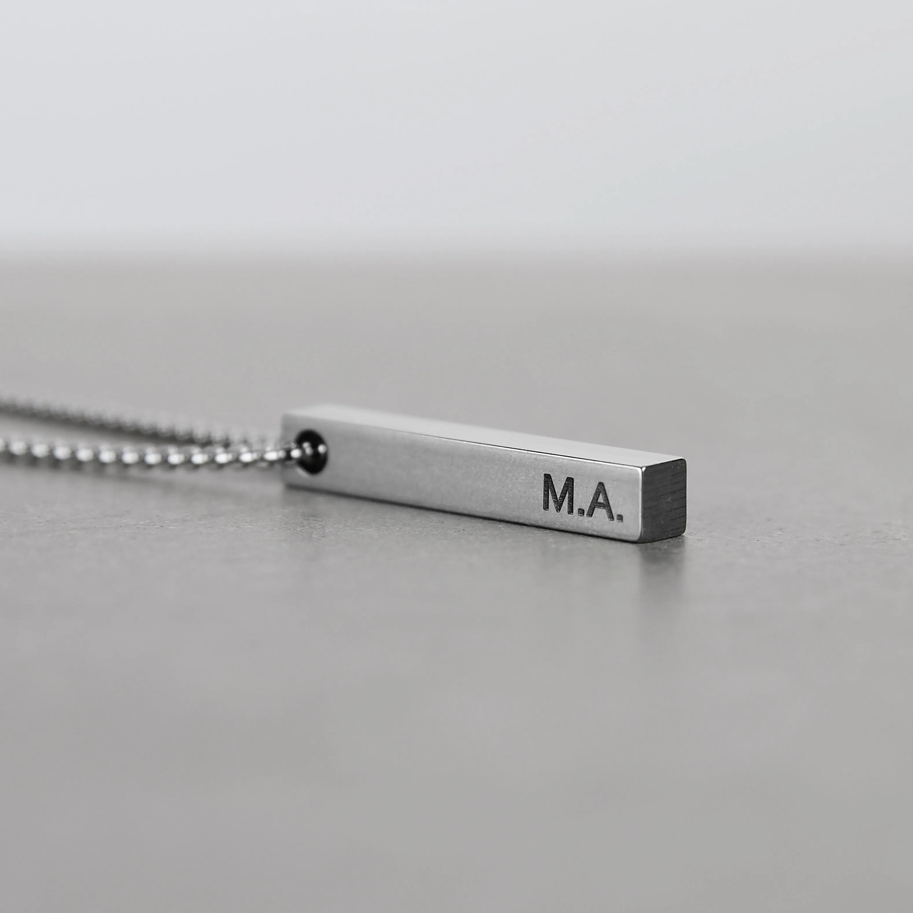 Bar Pendant Necklace - Matte Steel 6mm