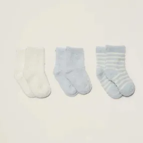 Barefoot Dreams Cozychic Blue-Pearl 3 Pair Infant Socks