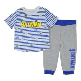 Batman 2 Pc Cotton Half Sleeves T-Shirt And Terry Jogger Pant Set