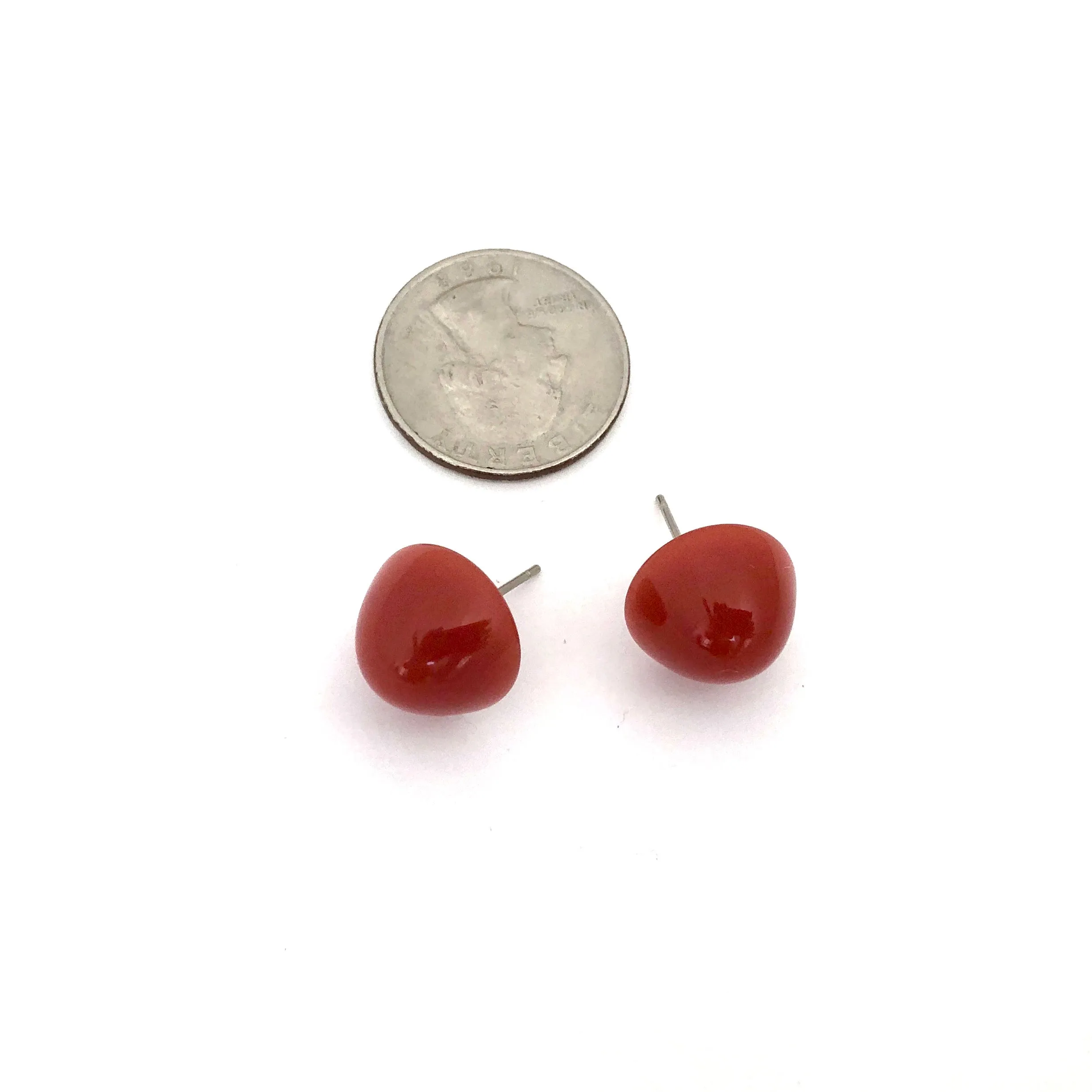 Carnelian Gumdrop Stud Earring