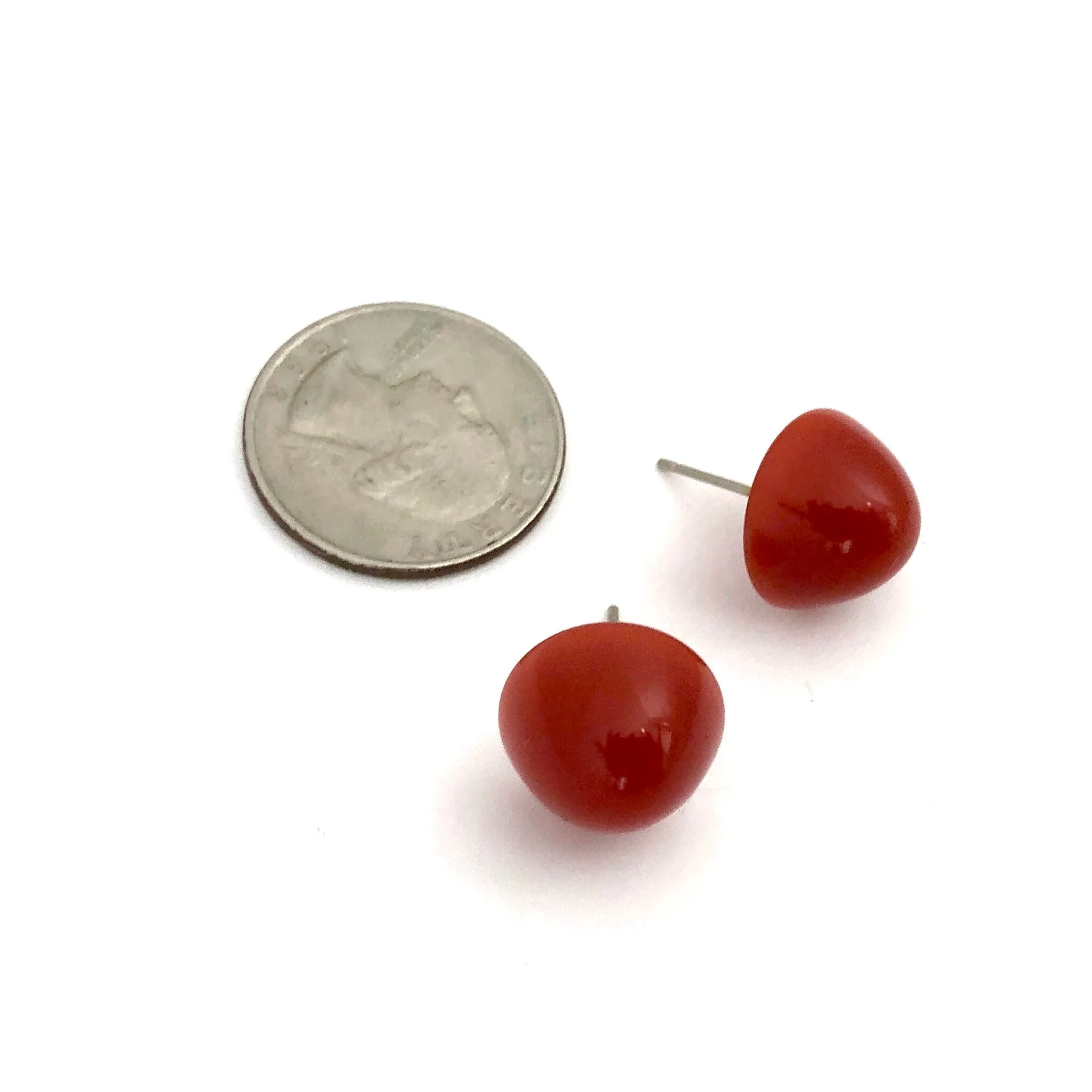 Carnelian Gumdrop Stud Earring