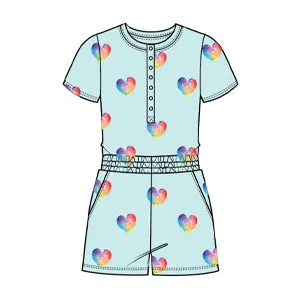 Chaser Rainbow Hearts Girls Romper