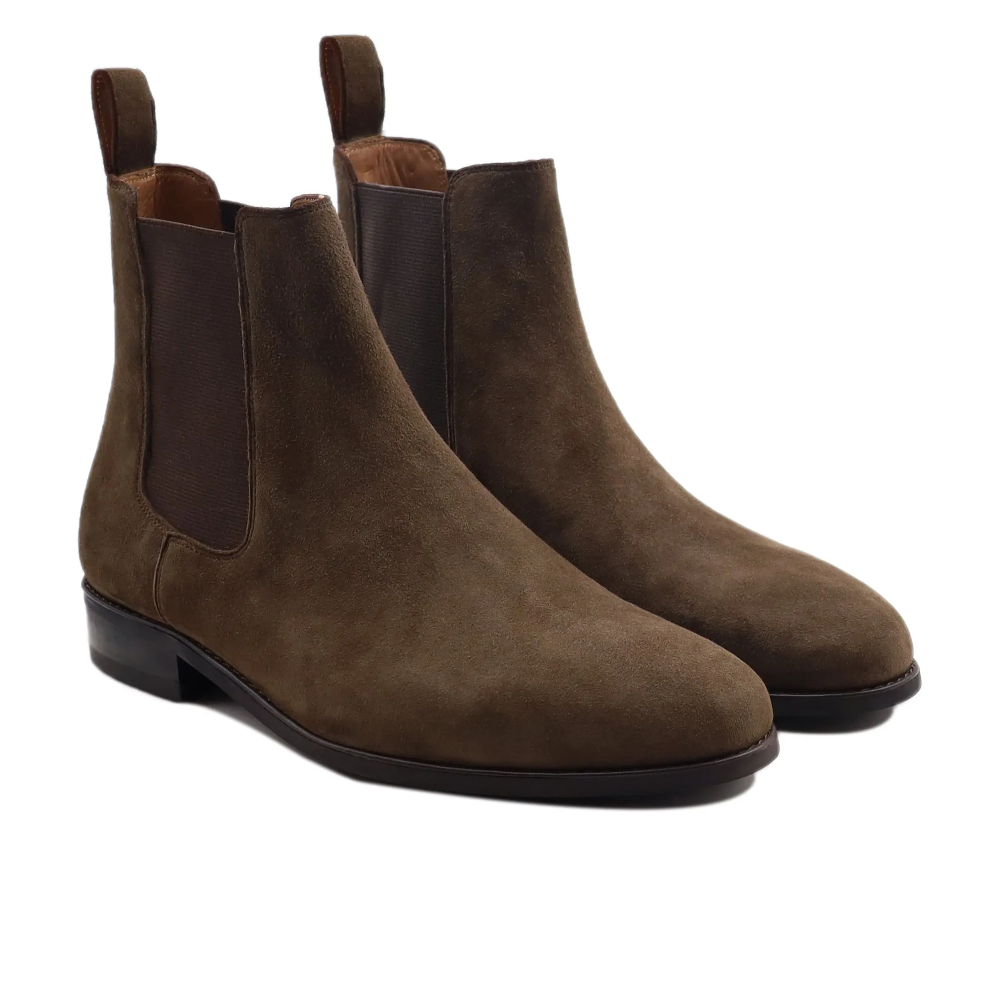 Chicago - Men's Dark Brown Kid Suede Chelsea Boot