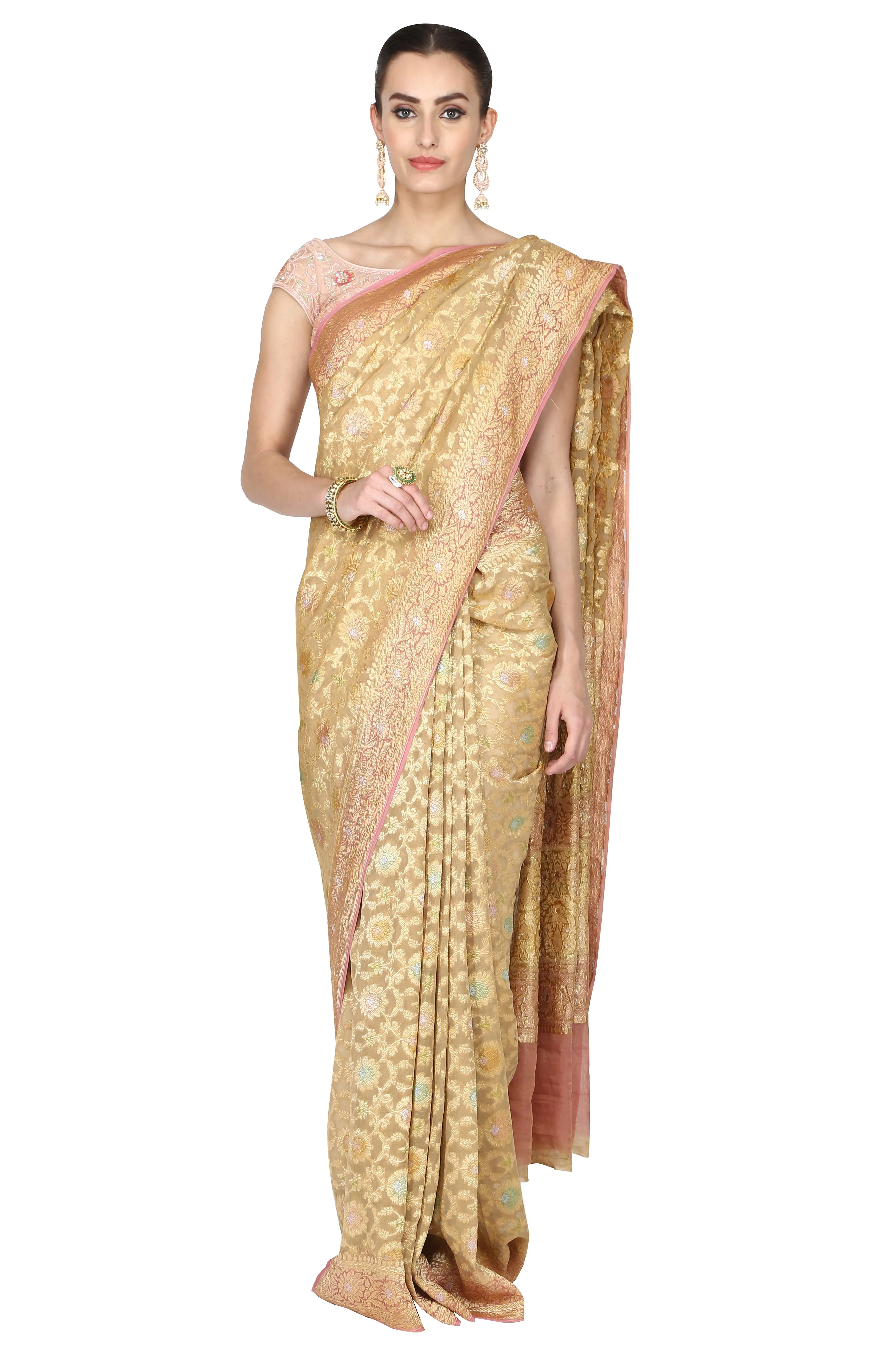 Golden Georgette Saree.