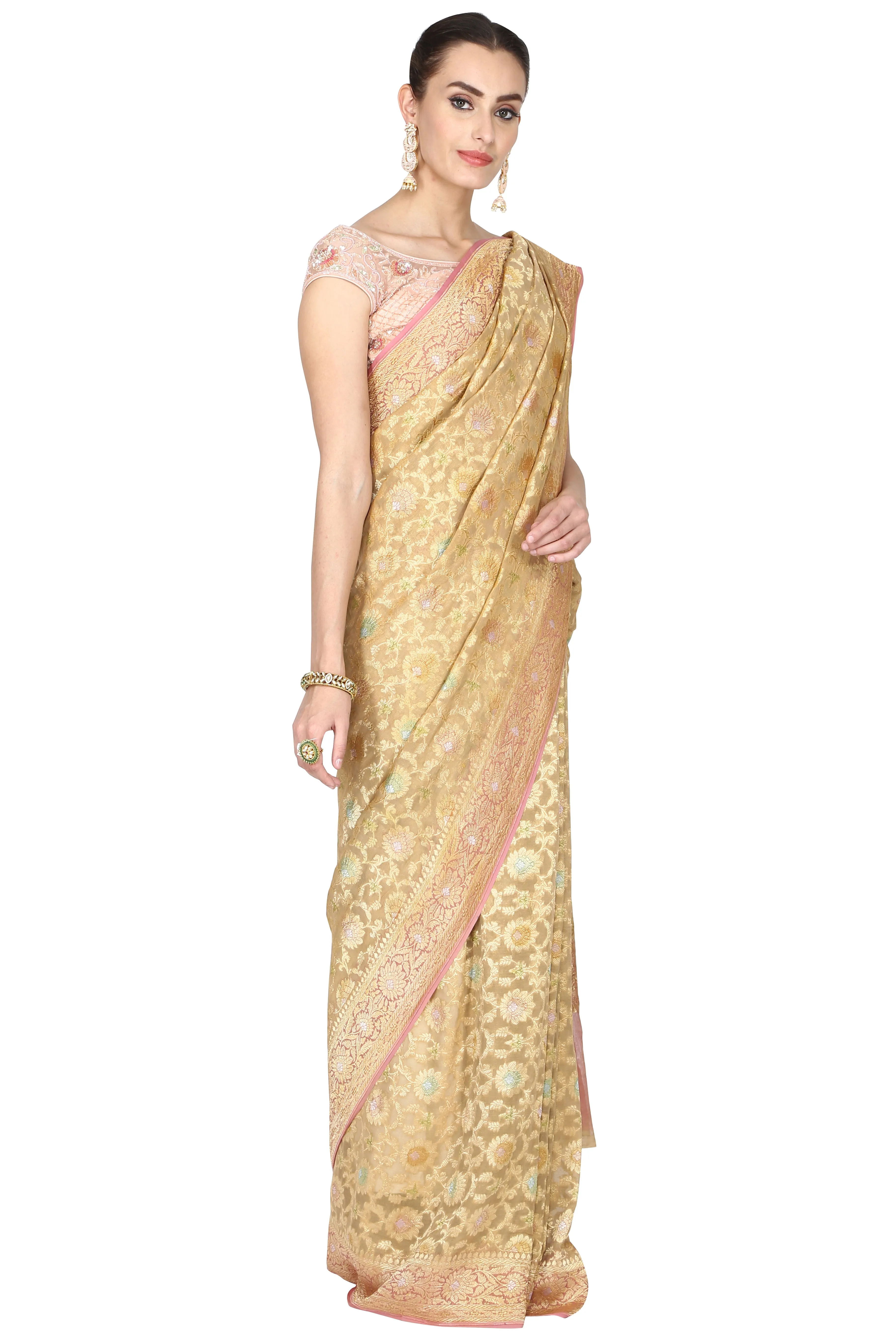 Golden Georgette Saree.