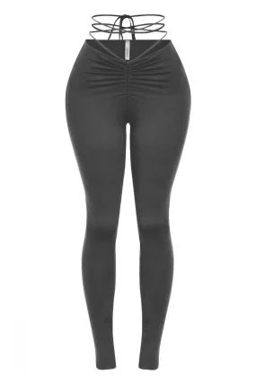 Head In The Cloud Low Rise Waist Tie Leggings