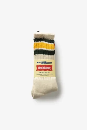 Healthknit - 3 Pack Crew Socks - Off-White Multi Stripe