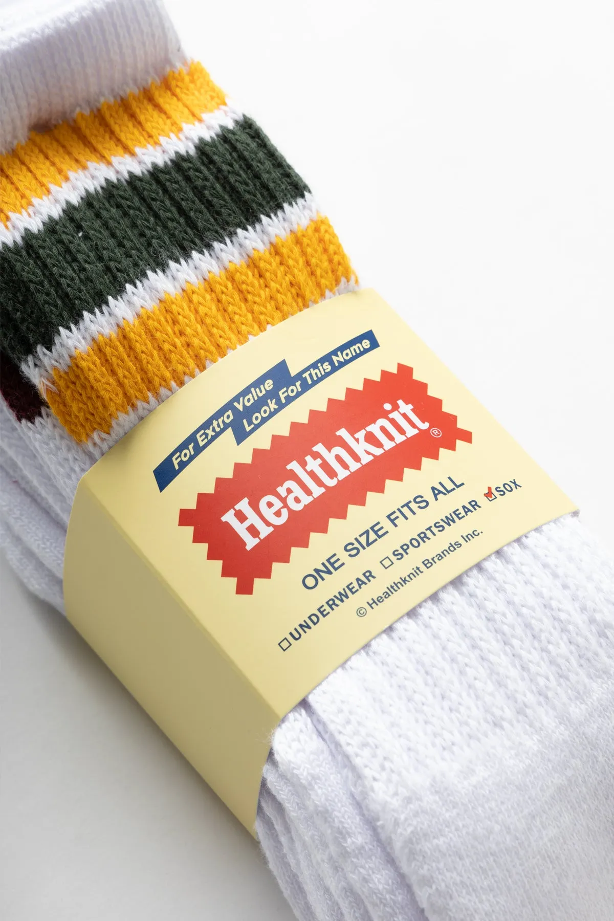 Healthknit - 3 Pack Crew Socks - White Multi Stripe