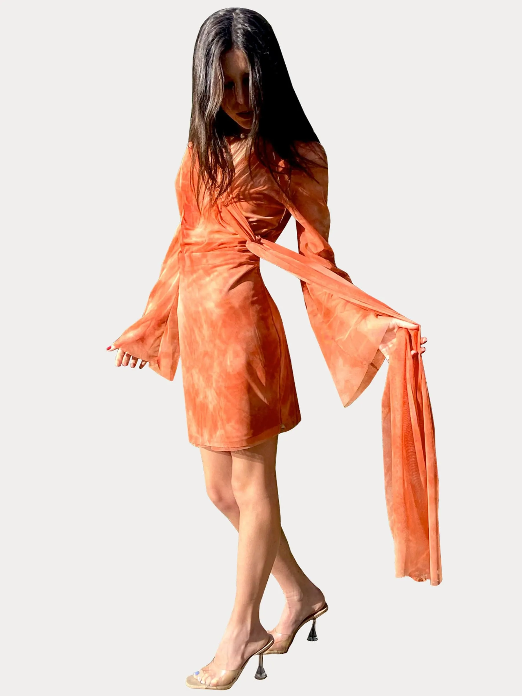 Henri Dress in Tangerine Tie Dye