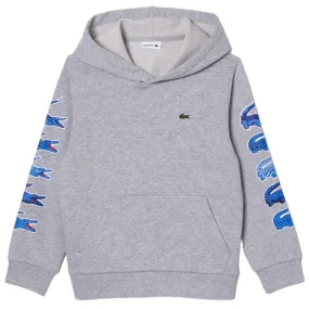 Kids Lacoste Contrast Crocodile Hoodie (Grey Chine) SJ1241-51