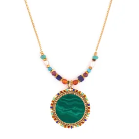 Malachite and Pearl Necklace by Satellite Paris