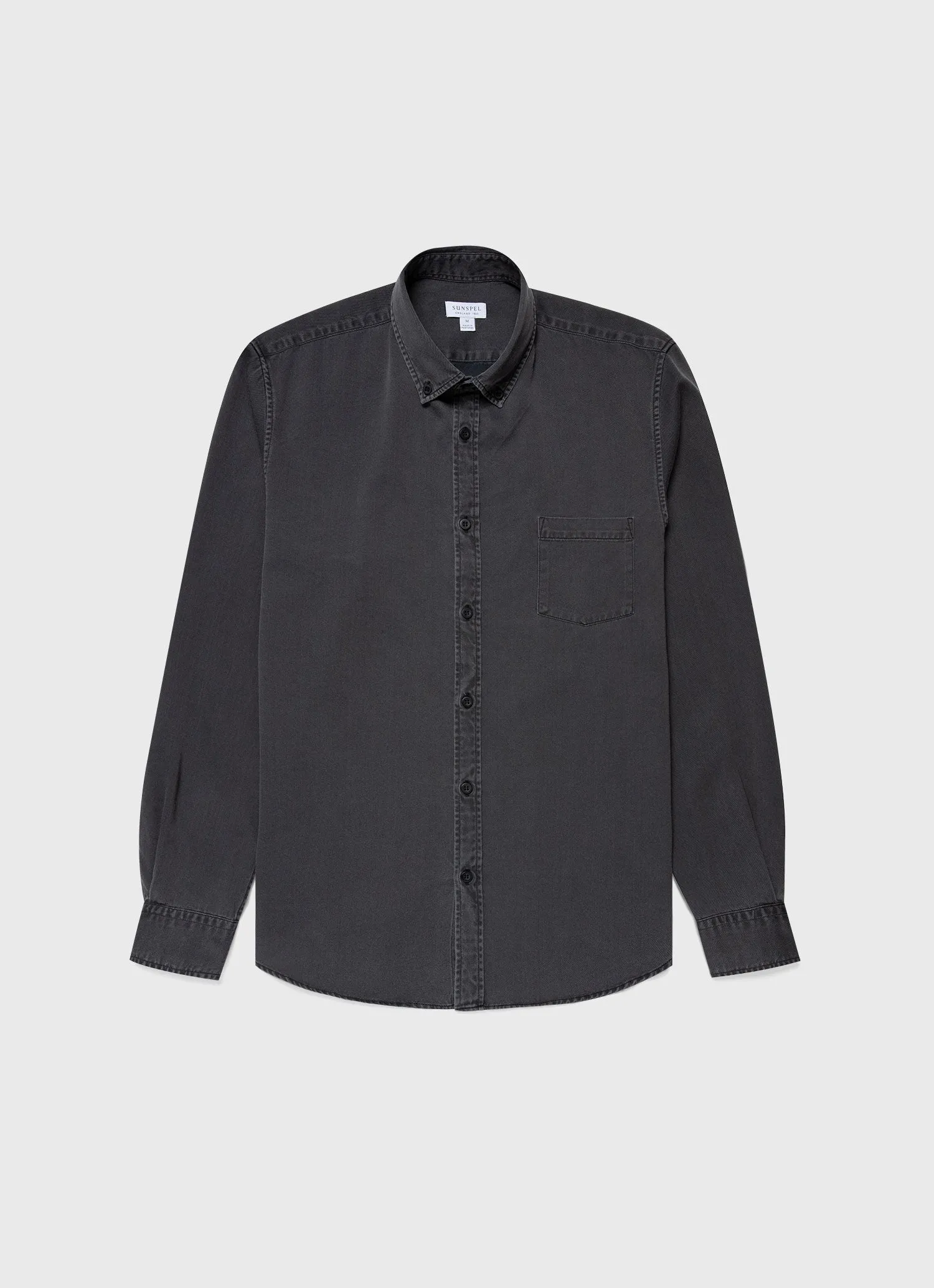 Men's Button Down Denim Shirt in Black Denim Wash