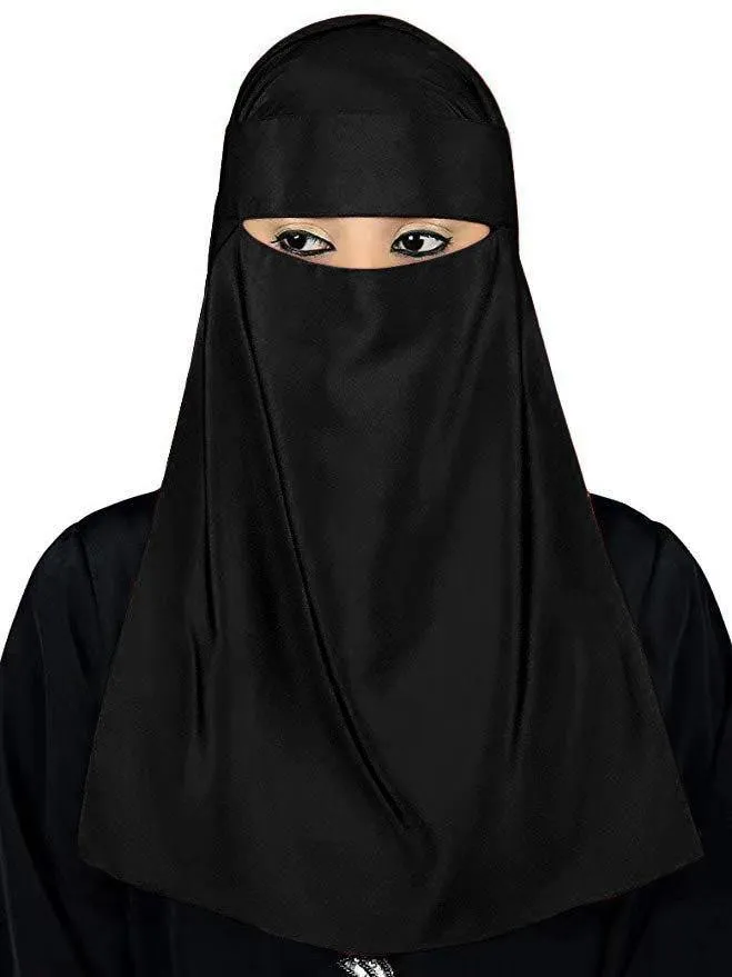 One Piece Niqab Milk Silk- Black