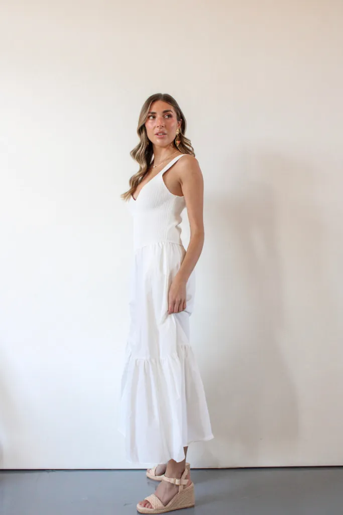 Positano Paradise Midi Dress in Off White