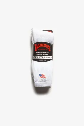 Railroad Sock - 3 Pack Crew Socks - White