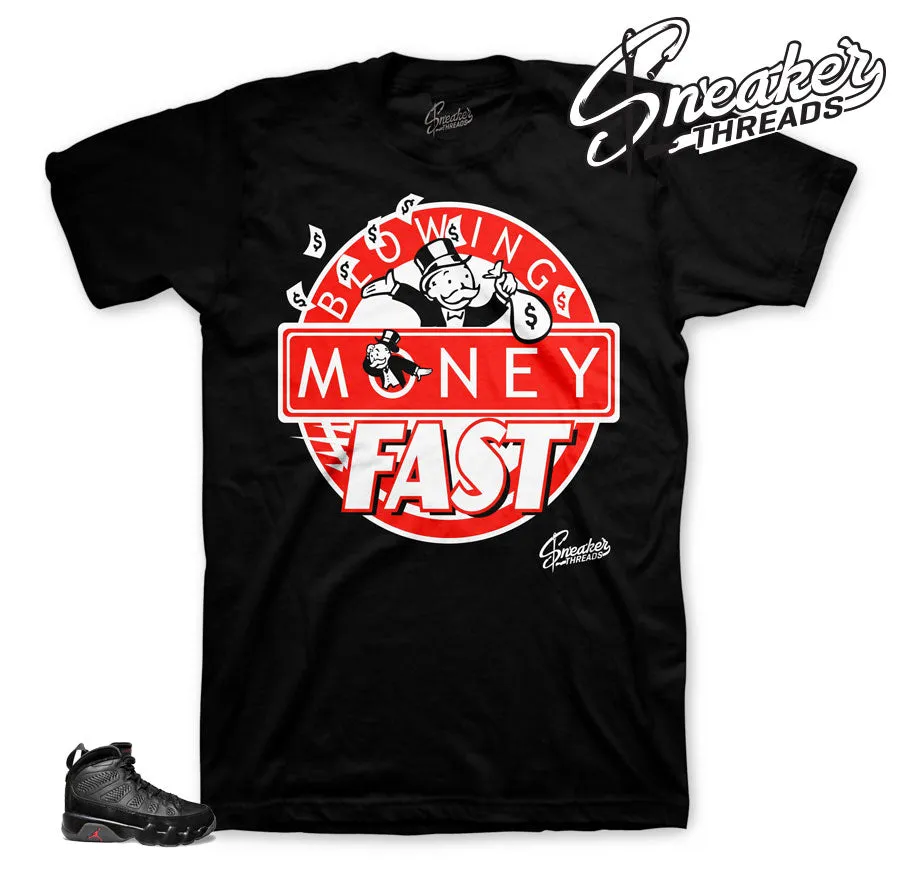 Retro 9 Bred Blowing Money Fast Shirt