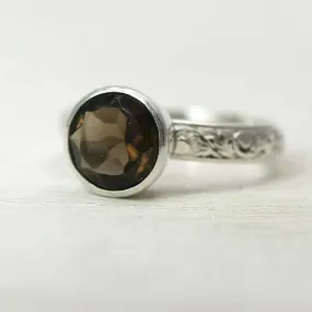 Smoky Quartz Ring in Silver