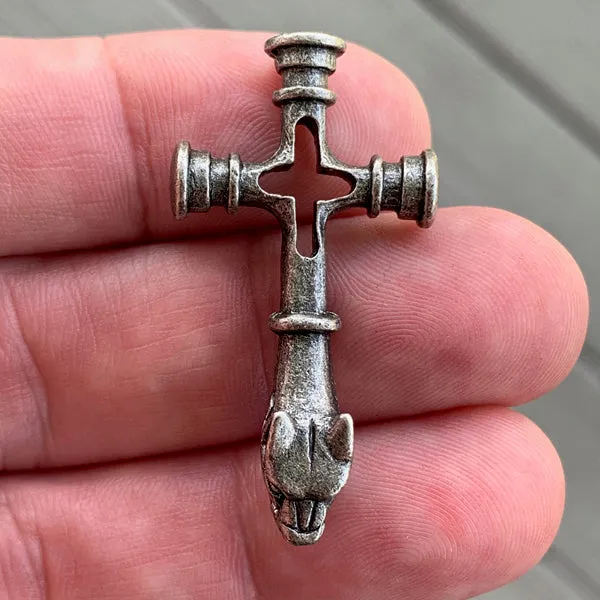 Wolf Cross Pendant - Pewter