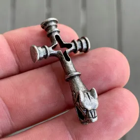 Wolf Cross Pendant - Pewter